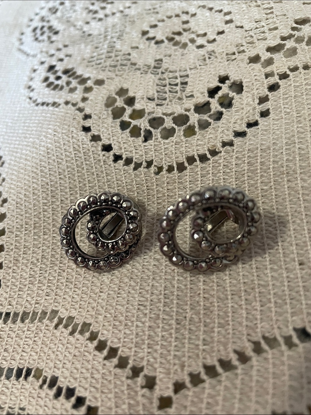 Avon Silver-Tone Beaded Swirl Clip-On Earrings